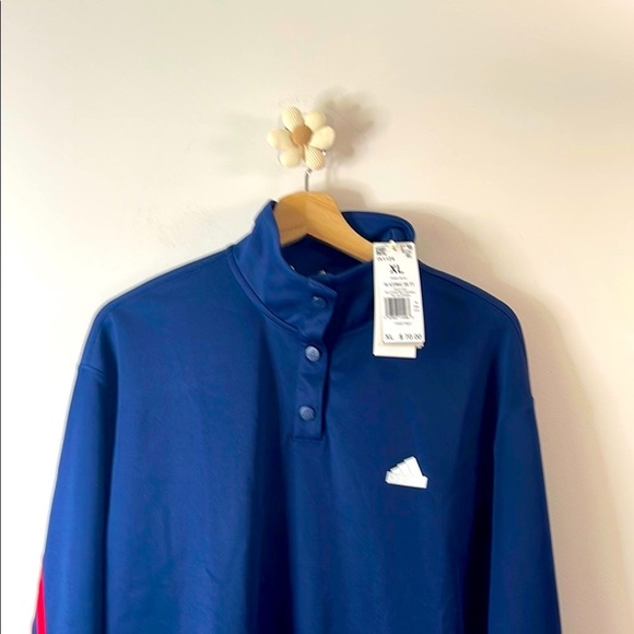 Adidas Blue Crewneck Jacket Athletic Fit - Picture 13 of 13